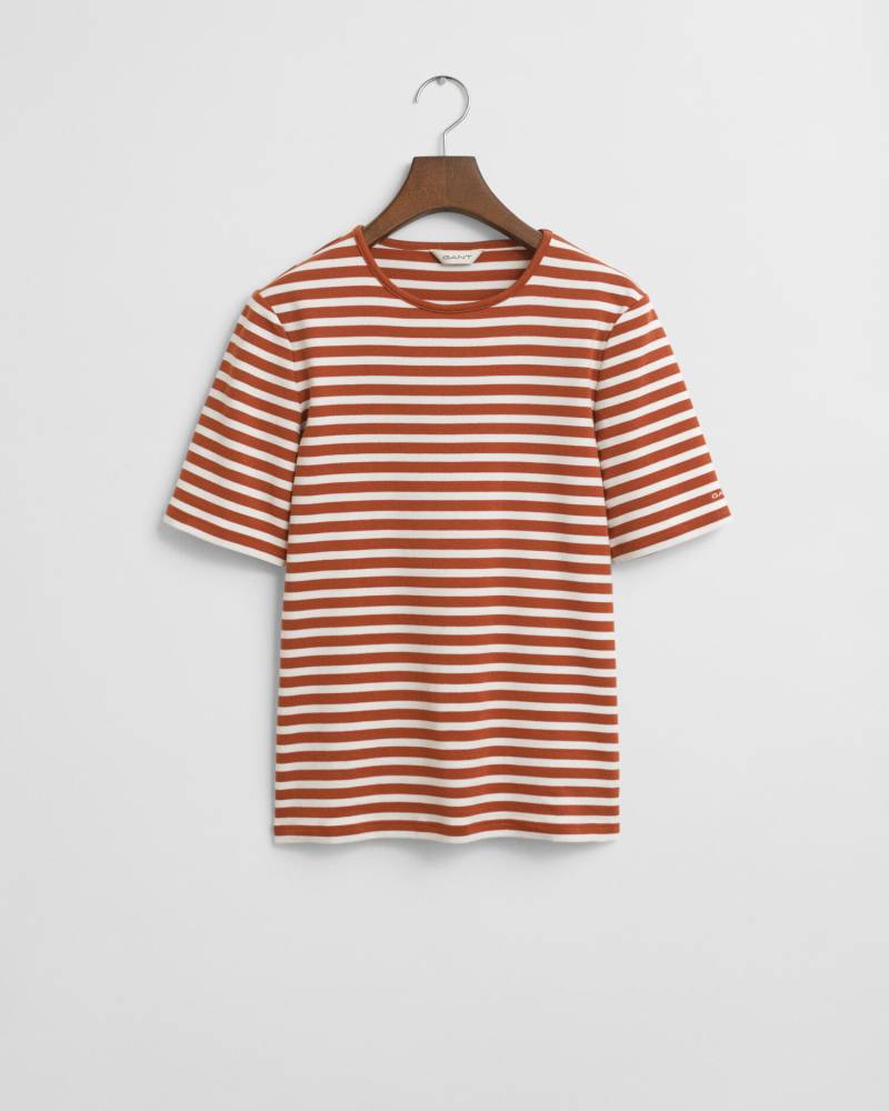 GANT - Geripptes T-Shirt mit Streifen rusty brown - Gr. - XXL von GANT
