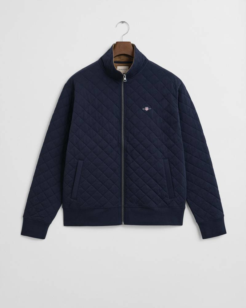 GANT - Gesteppte Sweatjacke mit Reißverschluss und Cord-Kragen evening blue - Gr. - L von GANT