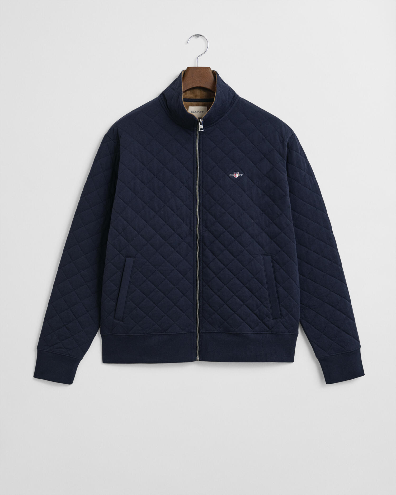 GANT - Gesteppte Sweatjacke mit Reißverschluss und Cord-Kragen evening blue - Gr. - XXL von GANT