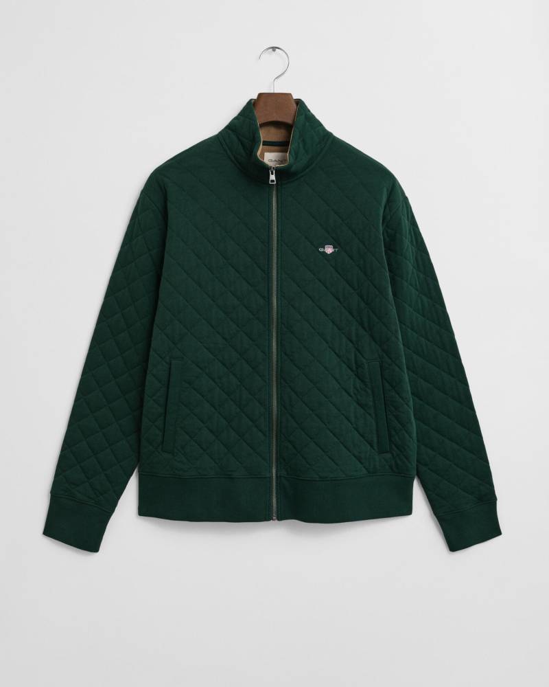 GANT - Gesteppte Sweatjacke mit Reißverschluss und Cord-Kragen tartan green - Gr. - XXL von GANT