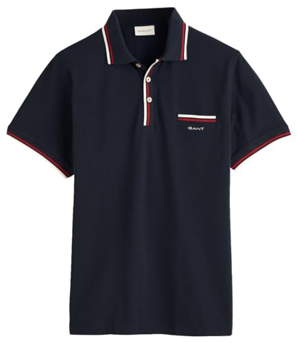 GANT Herren 2-COL Tipping SS Pique Polo, Evening Blue, L von GANT