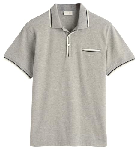 GANT Herren 2-COL Tipping SS Pique Polo, Grey Melange, XXL von GANT