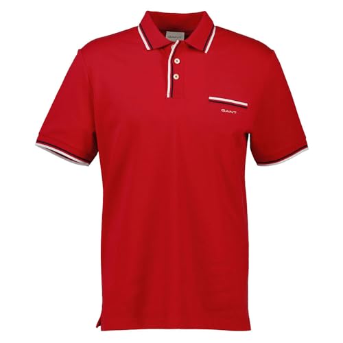 GANT Herren 2-COL Tipping SS Pique Polo Polohemd, Ruby RED, Large von GANT