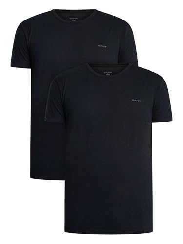 GANT Herren 2Er-Pack Lounge-T-Shirts Mit Rundhalsausschnitt, Black, M von GANT