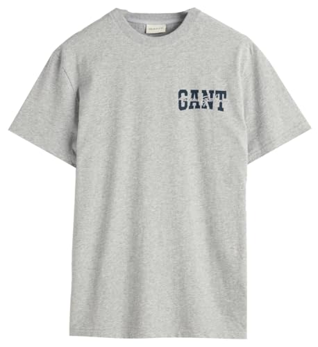 GANT Herren Arch Script SS T-Shirt, Grey Melange, XXL von GANT