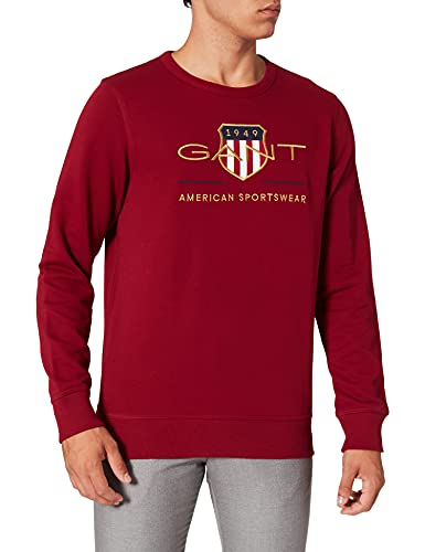 GANT Herren Archive Shield C-Neck Pullover, Mahogany RED, 3XL von GANT