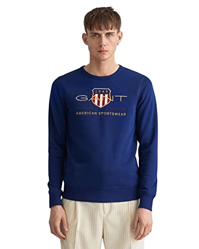 GANT Herren Archive Shield C-Neck Pullover, Rich Navy, 5XL von GANT