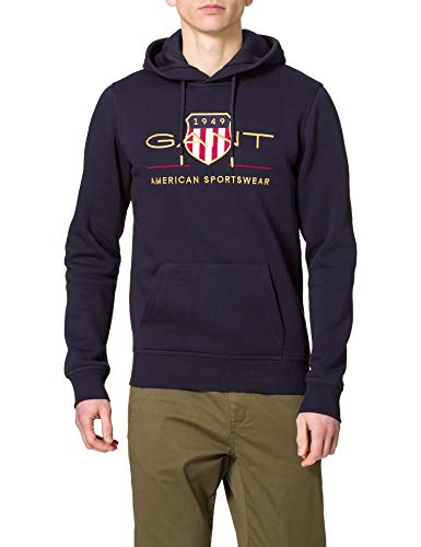 GANT Herren Archive Shield Hoodie Kapuzenpullover, Evening Blue, L von GANT