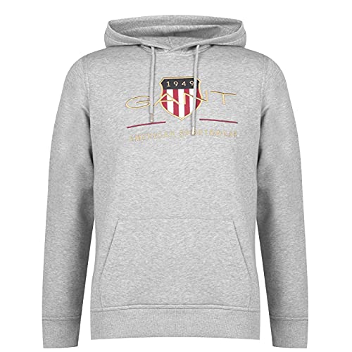 GANT Herren Archive Shield Hoodie Kapuzenpullover, Grey Melange, L von GANT