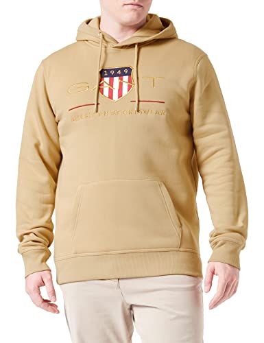 GANT Herren Archive Shield Hoodie Kapuzenpullover, Hazelwood BEIGE, S von GANT