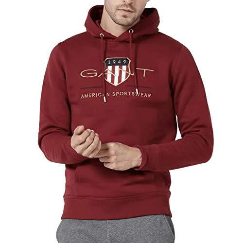 GANT Herren Archive Shield Hoodie Kapuzenpullover, MAHOGNY RED, XXL von GANT