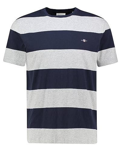 GANT Herren BAR Stripe SS T-Shirt, Grey Melange, XL von GANT