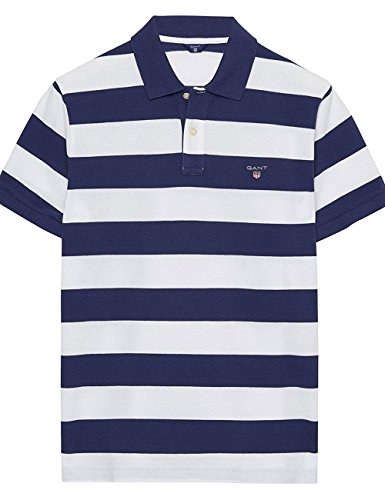 GANT Herren Barstripe Pique Rugger Poloshirt, Weiß (White 110), Medium (Herstellergröße: M) von GANT