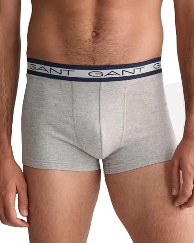 GANT Herren Basic Trunk 3-Pack Boxershorts 3ER Pack, Hellgrau Meliert, L von GANT