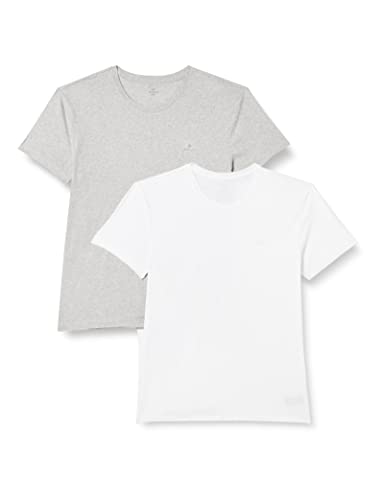 GANT Herren C-Neck 2-Pack T-Shirt, Light Grey Mel/White, XXL von GANT