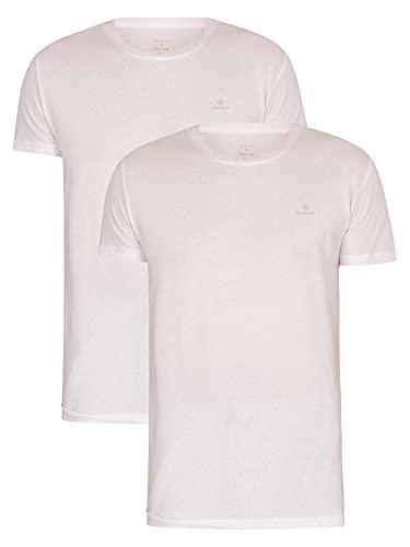 GANT Herren C-Neck 2-Pack T-Shirt MIT Rundhalsausschnitt 2ER Pack, White, M von GANT