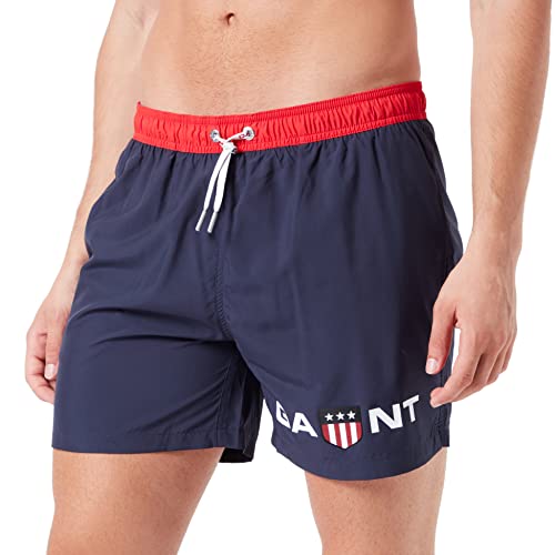 GANT Herren CF Retro Shield Swim Shorts Badehose, Evening Blue, M von GANT