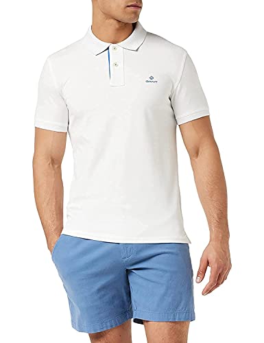 GANT Herren CONTRAST COLLAR PIQUE SS RUGGER Poloshirt, Elfenbein (Eggshell 113), Large von GANT
