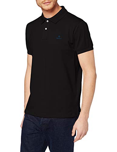 GANT Herren CONTRAST COLLAR PIQUE SS RUGGER Poloshirt, Schwarz (Black 5), Medium von GANT