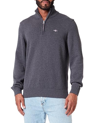 GANT Herren Casual Cotton Halfzip Pullover, Antracit Melange, XXL EU von GANT