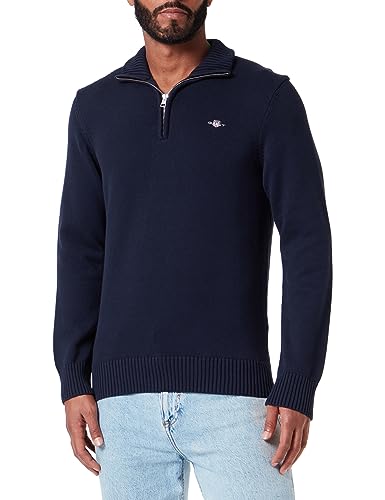 GANT Herren Casual Cotton Halfzip Pullover, Evening Blue, 3XL EU von GANT