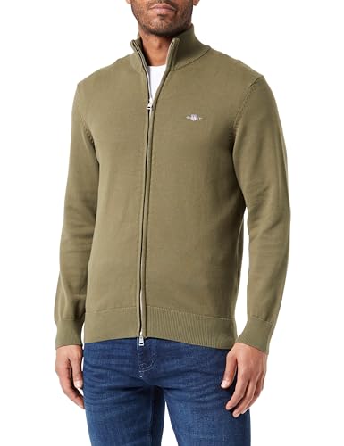 GANT Herren Casual Cotton Zip Cardigan Strickjacke, Juniper Green, L EU von GANT