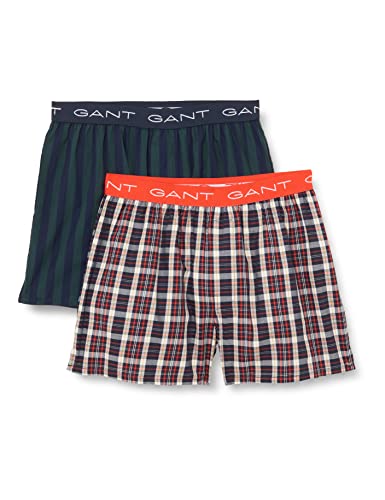 GANT Herren Check Boxer Shorts 2-Pack Unterwäsche, Pumpkin ORANGE, M von GANT