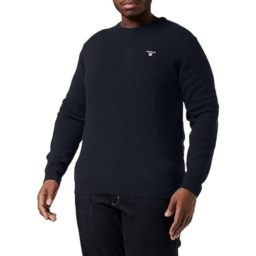 GANT Herren Classic Cotton C-Neck KLASSISCHER Baumwollpullover, Black, XXL von GANT