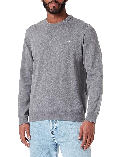 Gant Herren Classic Cotton C-Neck Pullover, Dark Grey Melange, XXL von GANT