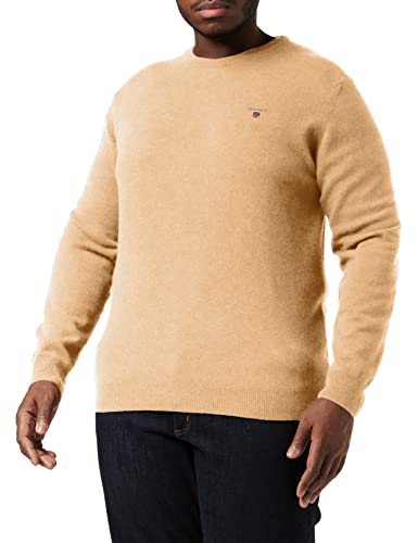 GANT Herren Classic Cotton C-Neck Pullover, Khaki Mel, L von GANT