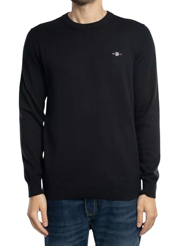 GANT Herren Classic Cotton C-neck Pullover, Schwarz, M EU von GANT