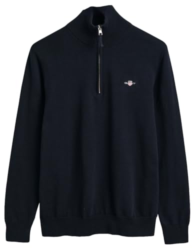 GANT Herren Classic Cotton Halfzip Pullover, Evening Blue, XL von GANT