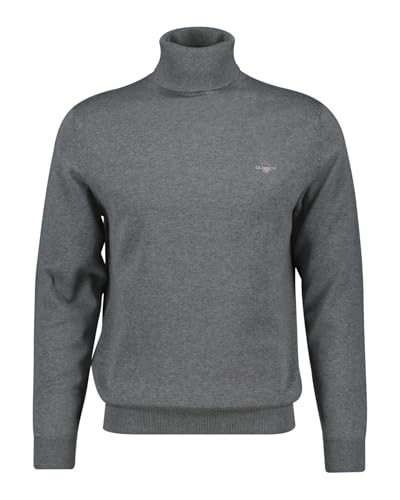 GANT Herren Classic Cotton ROLLERNECK Pullover, Dark Grey Melange, Medium von GANT