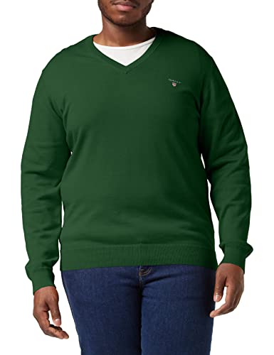 GANT Herren Classic Cotton V-Neck-New Pullover, Forest Green, L von GANT