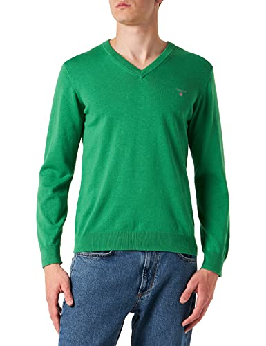 GANT Herren Classic Cotton V-Neck Pullover, DK Hunter Green Mel, XXL von GANT