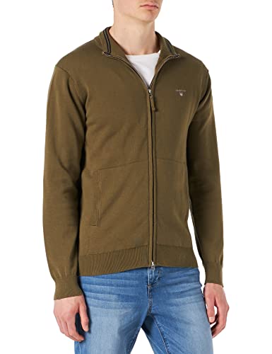 GANT Herren Classic Cotton Zip Cardigan Strickjacke, Racing Green, L GANT Herren Classic Cotton Zip Cardigan Strickjacke, Racing Green, L von GANT