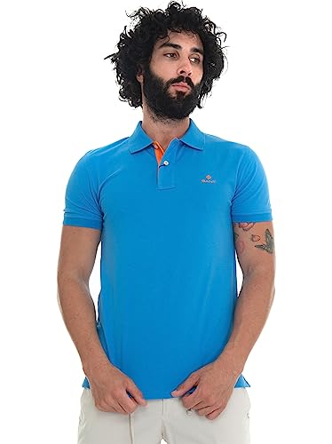 GANT Herren Contrast Collar Pique SS Rugger Polohemd, Day Blue, M von GANT