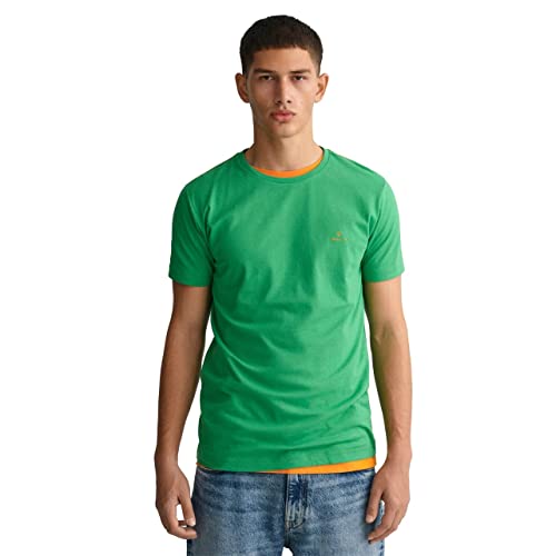 GANT Herren Contrast Logo SS T-Shirt MIT KONTRASTLOGO, MID Green, L von GANT