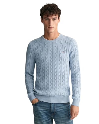 GANT Herren Cotton Cable C-Neck Pullover, Dove Blue, X-Large von GANT