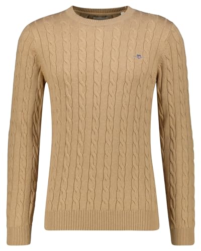 GANT Herren Cotton Cable C-Neck Pullover, Khaki Mel, M von GANT