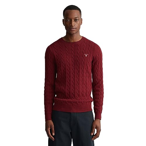 GANT Herren Cotton Cable C-Neck Pullover, Plumped Red, S von GANT