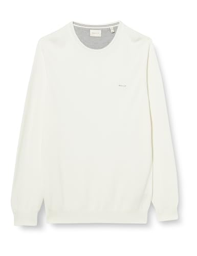 GANT Herren Cotton Pique C-Neck Pullover, Eggshell, Large von GANT