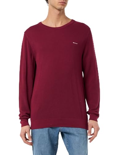 GANT Herren Cotton Pique C-Neck Pullover, Rich Wine, L GANT Herren Cotton Pique C-Neck Pullover, Rich Wine, L von GANT