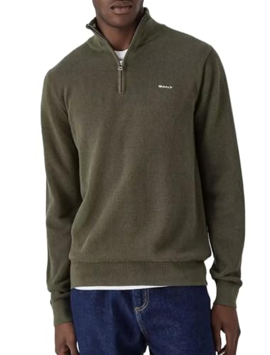 GANT Herren Cotton Pique Halfzip Pullover, Juniper Green, L EU von GANT