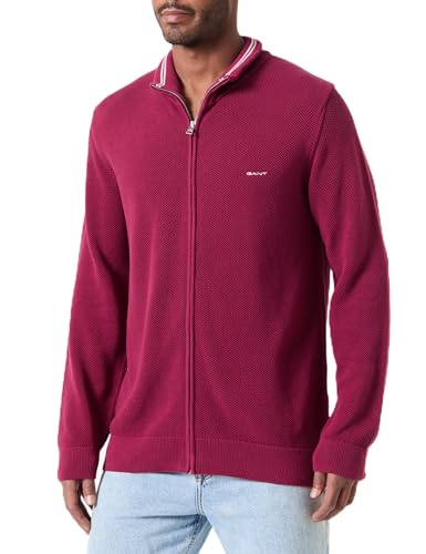 GANT Herren Cotton Pique Zip Cardigan Strickjacke, Rich Wine, XX-Large GANT Herren Cotton Pique Zip Cardigan Strickjacke, Rich Wine, XX-Large von GANT
