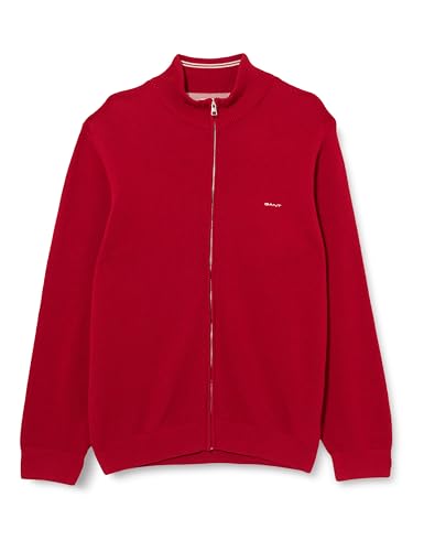 GANT Herren Cotton Pique Zip Cardigan Strickjacke, Ruby RED, Large GANT Herren Cotton Pique Zip Cardigan Strickjacke, Ruby RED, Large von GANT