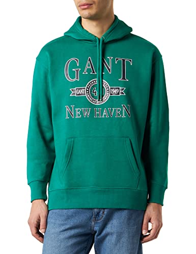 GANT Herren Crest Hoodie Retro Logo Kapuzenpullover, Lush Green, L von GANT
