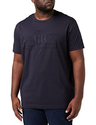 GANT Herren REG Tonal Shield SS T-Shirt, Evening Blue, S von GANT