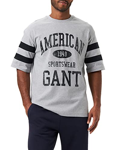 GANT Herren D.2 Collegiate SS T-Shirt, Grey Melange, L von GANT