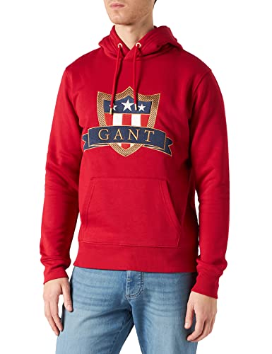 GANT Herren D1 Banner Shield Hoodie Kapuzenpullover, Ruby RED, 3XL von GANT